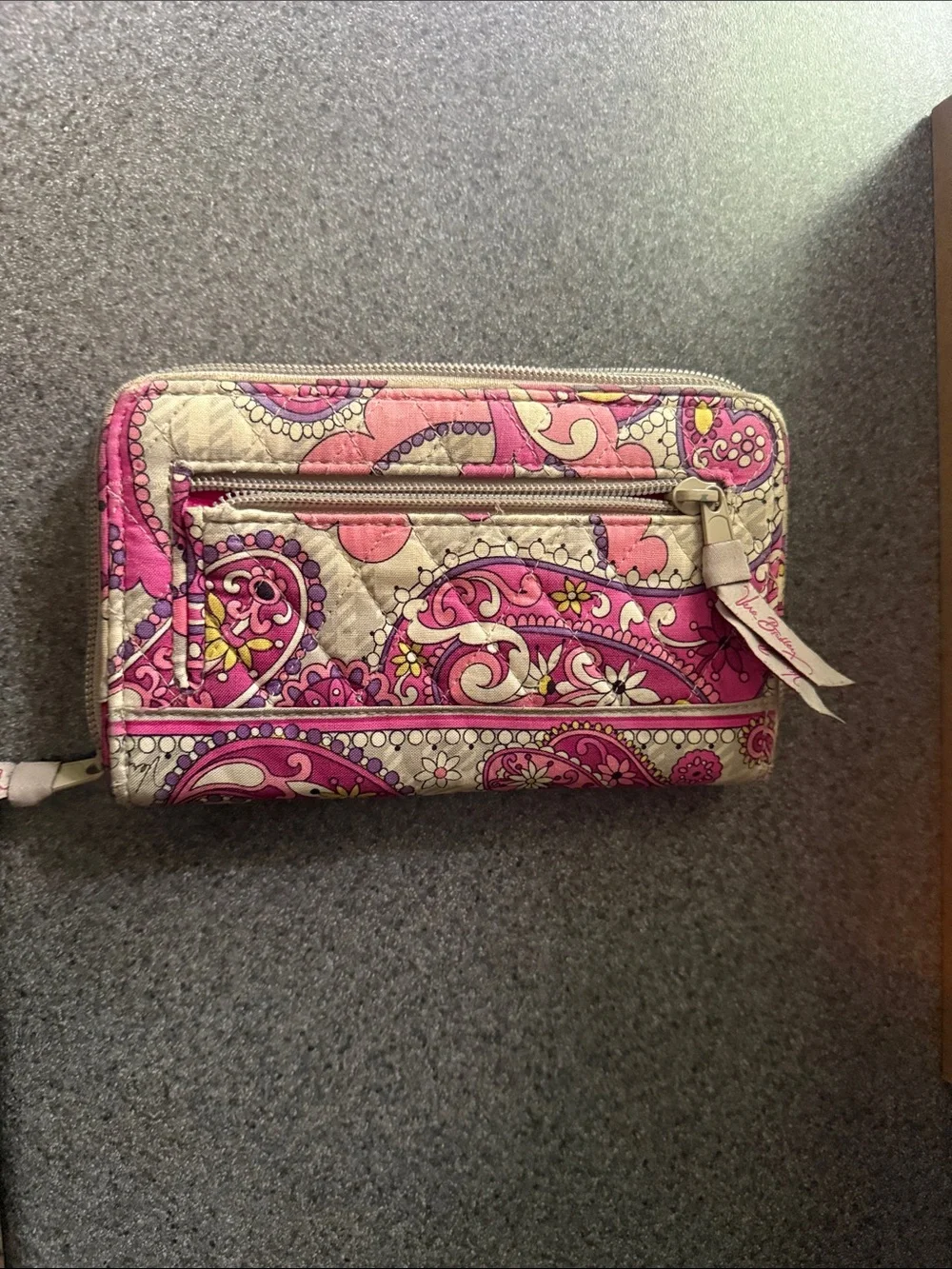 Vera Bradley Pink Paisley Quilted Wallet with Turn-Lock